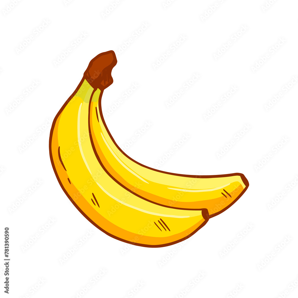 Bananas in flat style isolated on white background.Doodle style. Bananas icons. 