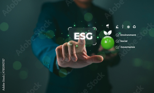 ESG environment sustainable world green earth concept energy ecosystem for sustainable Governance environmental nature on report finance risk social strategy renewable decrease dioxide global gas zero