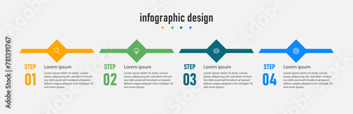 infographics design template. timeline with 4 steps, options. can be used for workflow diagram, info chart, web design. vector illustration.