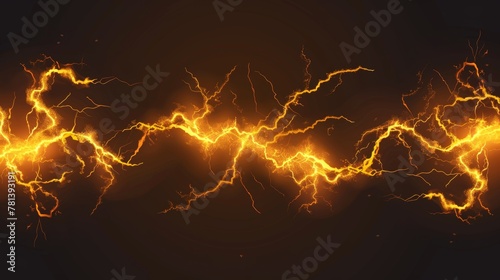 A lightning frames set with a lightning bolt effect background and electric strikes. A rectangular border with thunderbolt impact, an energy flash, electrical discharge, and a realistic modern bolts