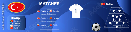 Information banner of the Turkish national football team with match schedule. Seamless carousel for Instagram.