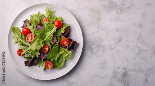 fresh and healthy salad, blank space for advertising or text.