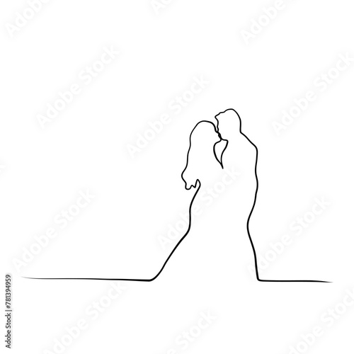 Continuous drawing of lines. Line art of kissing lovers. Continuous line drawing. Vector minimalistic