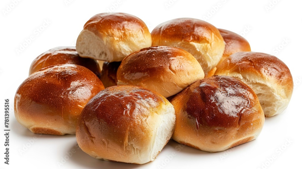 Close-up of freshly baked buns on a white surface