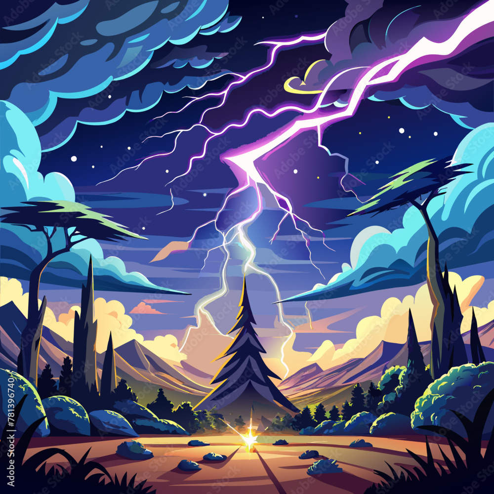 landscape with lightning