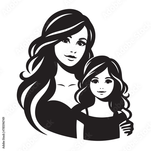 Mother daughter silhouette,Mother son, silhouette, vector files, EPS, Mather's day,