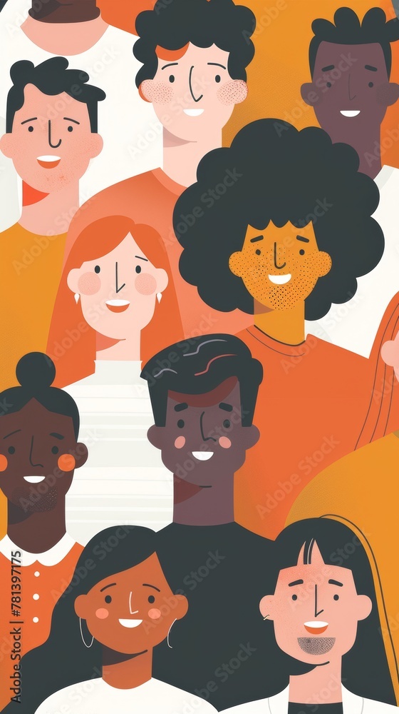 A group of diverse people smiling and laughing together.