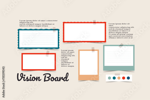 Vector photo collage template moodboard pictures grids vector illustration, vision board	