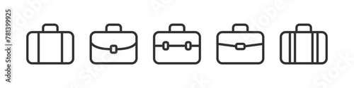 Suitcase icon. Briefcase vector. Portfolio case. Office, business, travel baggage. Handle bag.