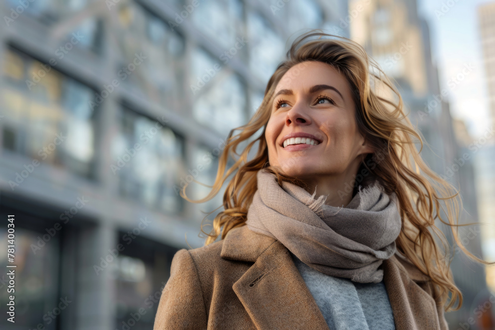 Smiling Businesswoman in Urban Environment Smiling Businesswoman in Urban Environment