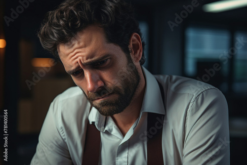 AI generated picture of stressed man in melancholic state
