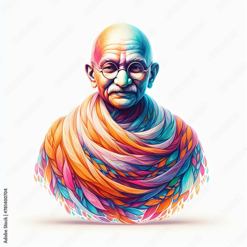 mahatma gandhi illustration on white