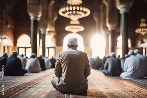 Muslim Men Engaged in Prayer Ritual