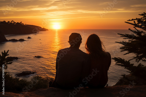 AI generated picture of happy loving couple enjoying time together outdoors