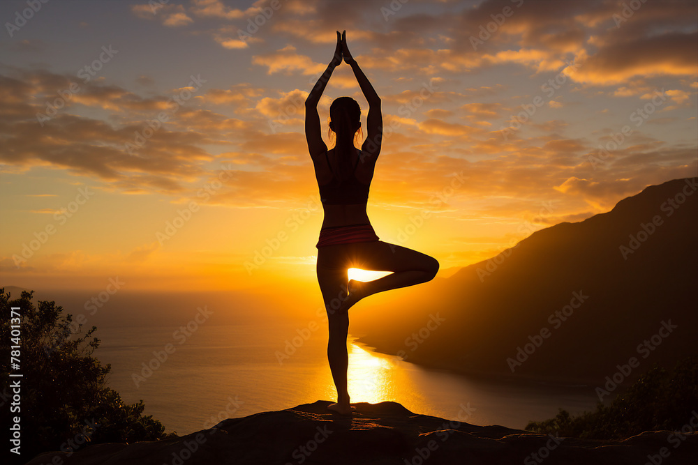 Relaxed yoga person enjoying morning meditation relaxation moment Generative AI image nature training