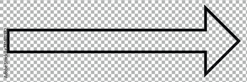  Long arrow vector icon. Black horizontal double arrow. Vector icon on transparent background.