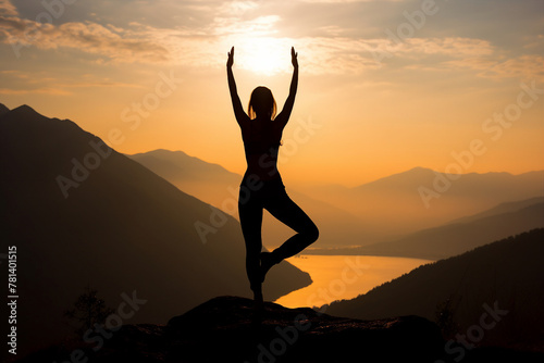 Relaxed yoga person enjoying morning meditation relaxation moment Generative AI image nature training