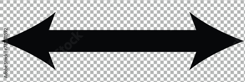 Long arrow vector icon. Black horizontal double arrow. Vector icon on  transparent background.