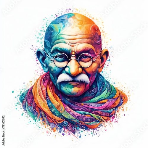 Obraz na płótnie mahatma gandhi illustration on white w salonie