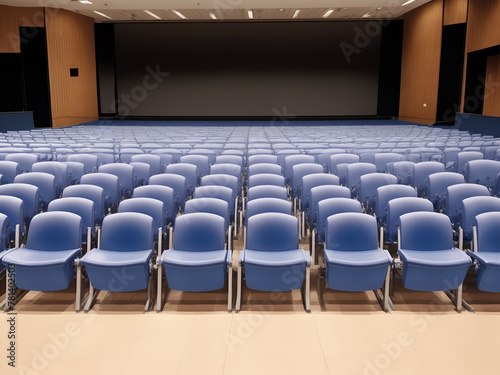 Sala de conferencias vacía con filas de asientos. Vista de frente. Ai Generativa