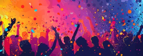 Vector artwork capturing the dynamic energy of a lively party celebration.