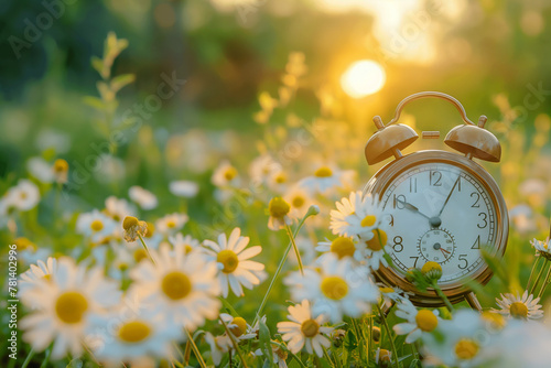 clock and flowers
