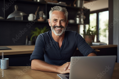 AI generated picture of business person work from home using laptop