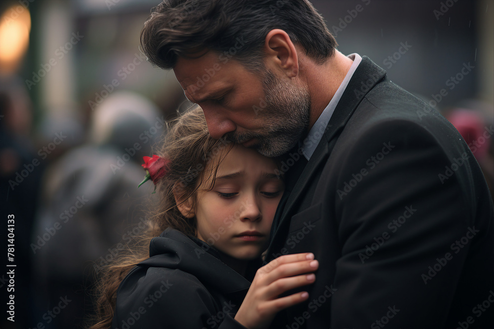 Sad bury ceremony at old cemetery church funeral farewell rest in peace Generative AI picture