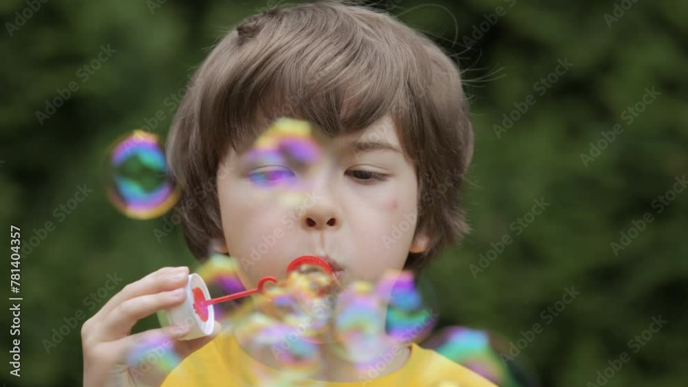 Little Boy Blowing Soap Bubbles Having Fun Playing Outside, Child Innocence and Curiosity. Boy Kid Blowing Soap Bubbles in Park, Garden and Nature, Having Fun, Joy and Childhood Development, Freedom. Little Boy Blowing Soap Bubbles Having Fun Playing Outside, Child Innocence and Curiosity. Boy Kid Blowing Soap Bubbles in Park, Garden and Nature, Having Fun, Joy and Childhood Development, Freedom.