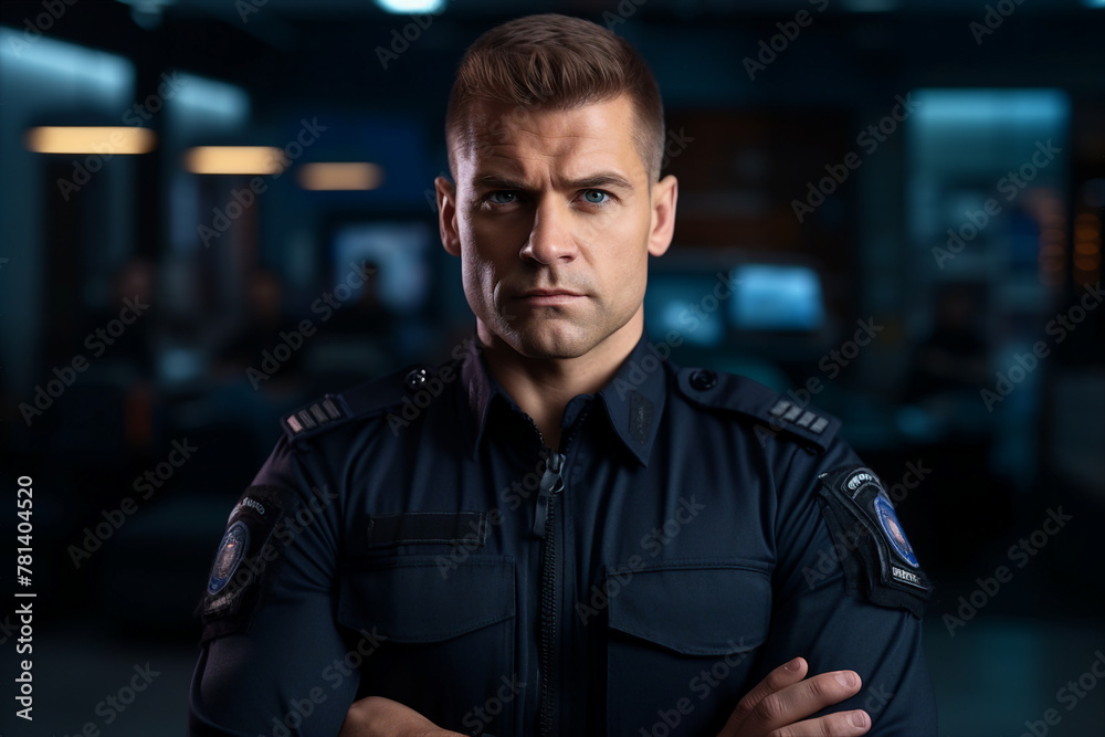 Fictional person Police man woman made with Ai generative technology serious face expression Fictional person Police man woman made with Ai generative technology serious face expression