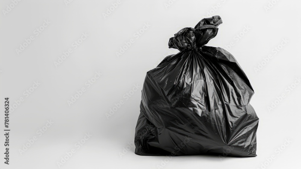 Garbage bag, black nylon, isolated on white background. Garbage bag, black nylon, isolated on white background.