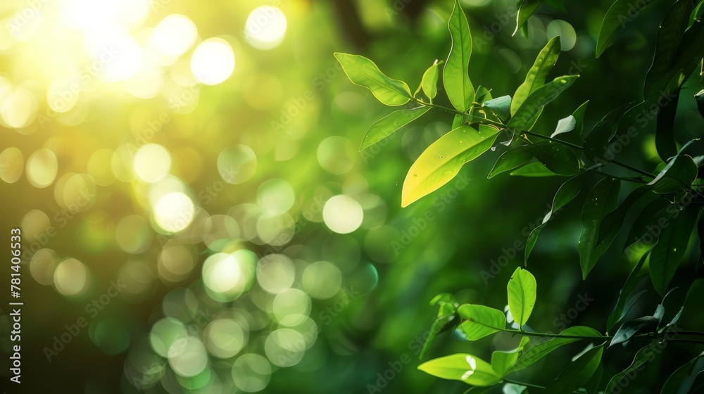 Green blurred background and sunlight Green blurred background and sunlight