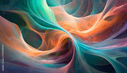 Vibrant abstract artwork with swirling, colorful fluid waves radiating energy and harmony.