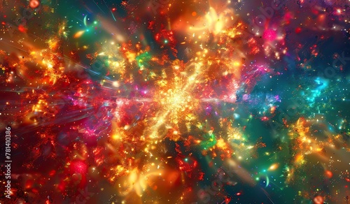 Cosmic explosion of vibrant colors in abstract universe