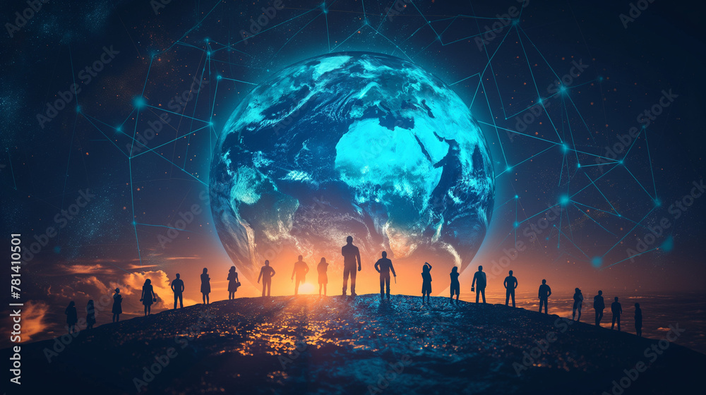 Business global network connection telecommunication technology concept ...