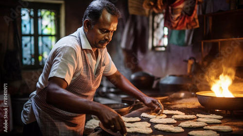 Man running dhaba in india small food business concept photo