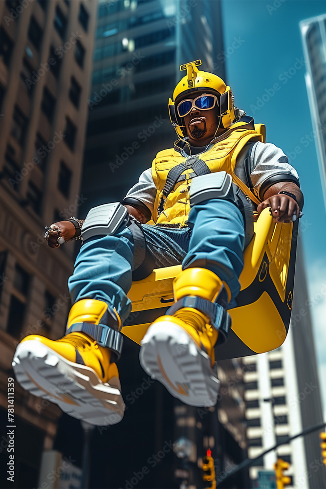 Fototapeta premium Cyberpunk fantasy themed virtual fashion editorial, capturing avantgarde outfits that fuse futuristic technology with ancient magic, set within a neondrenched, virtual reality landscape .