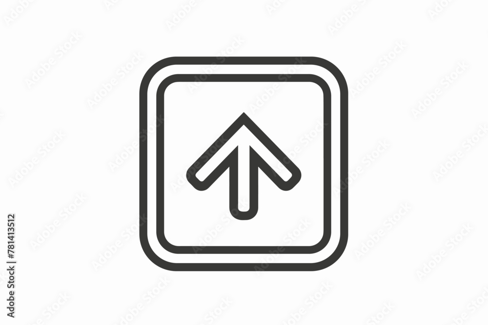 Upload button icon in a square outline Upload button icon in a square outline