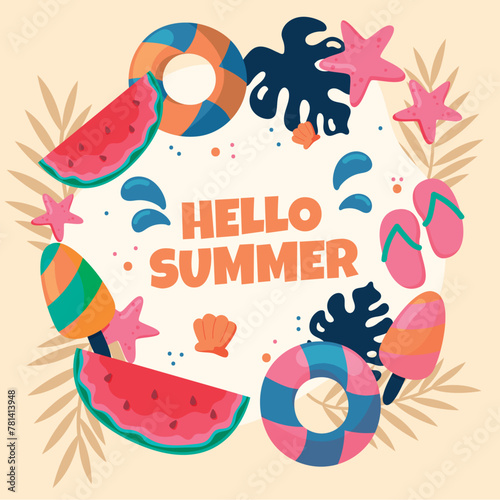 Hello summer hand drawn wallpaper
