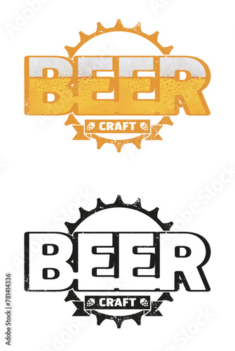 Sello de cerveza artesana en versión color y tinta negra
