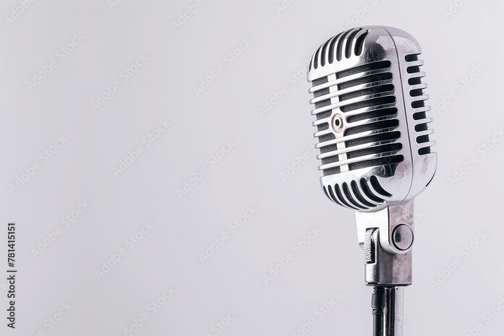 Fototapeta premium Vintage silver microphone isolated on white background