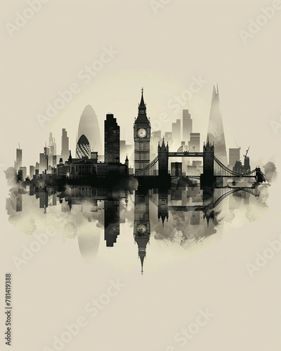 London black abstract skyline poster illustration wallpaper artwork
