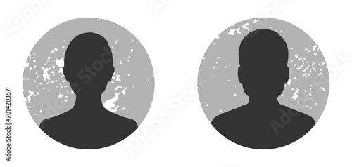 Trendy grungy default anonymous user portrait vector illustration flat vector designs set