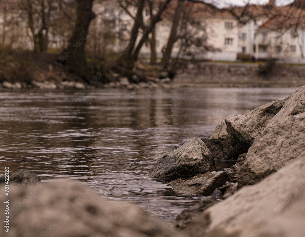 Fototapeta premium Close up of rocks in a canal