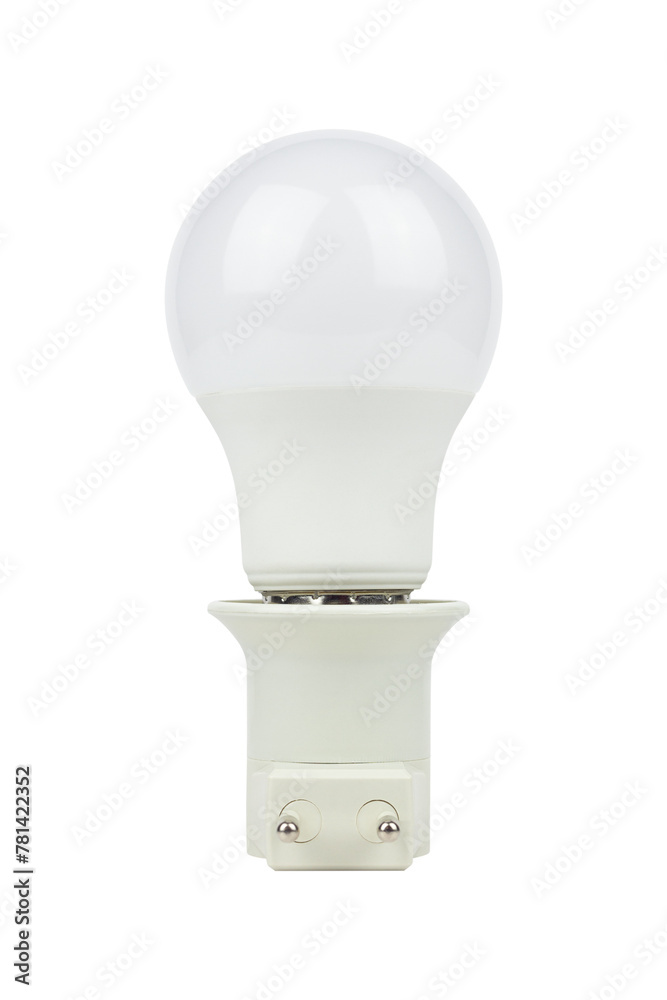 diode light bulb in lamp adapter for socket, plug with socket for light bulb, isolated from background diode light bulb in lamp adapter for socket, plug with socket for light bulb, isolated from background