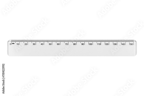 Plastic stationery ruler in millimeters isolated from background © Nikolay