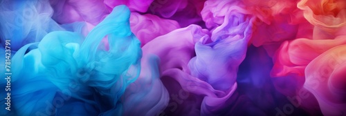 Abstract Swirls of Colorful Smoke in Purple, Blue, and Pink. Vibrant Smoke Waves on Dark Background. Generative AI