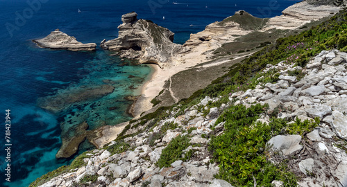 Nice rocks and sea coast, island Corsica, France
