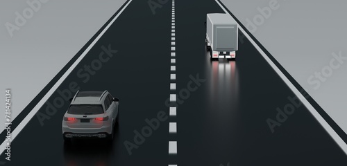 Road car path 3D illustration photo