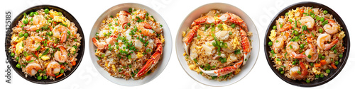 Fried Rice ,Crab Fried Rice,Shrimp Fried Rice isolated on transparent background. Generative AI